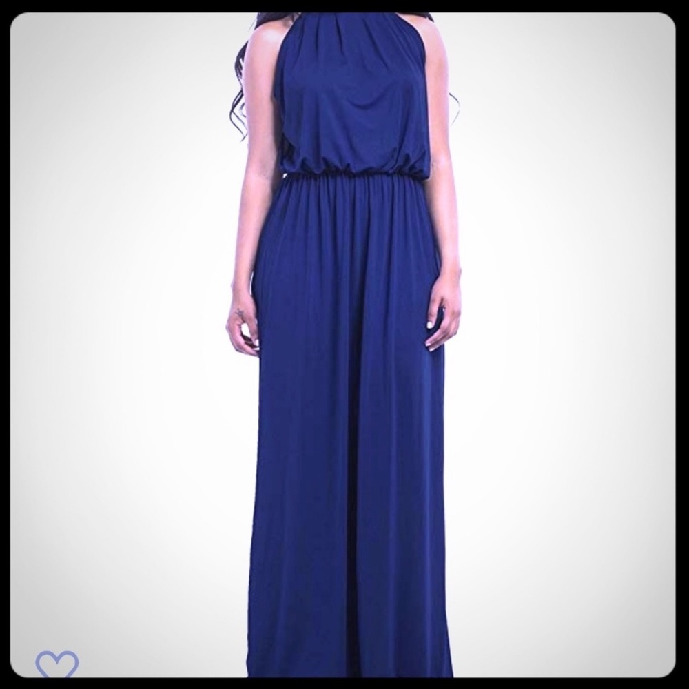 Blue High Neck Maxi Dress - Size XL